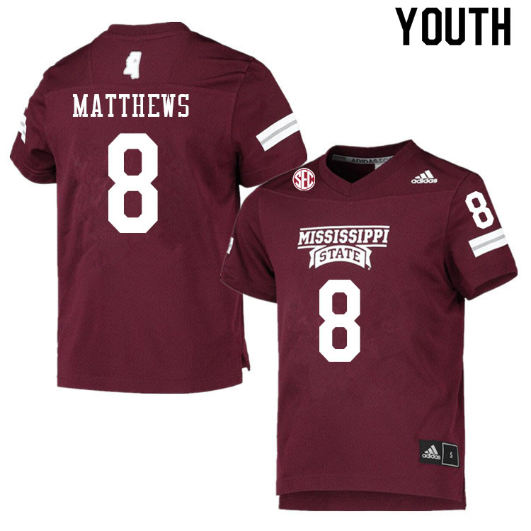 Youth #8 Jackie Matthews Mississippi State Bulldogs College Football Jerseys Sale-Maroon